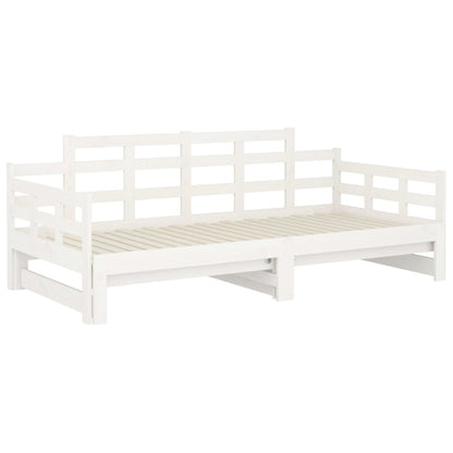 Pull-out Day Bed without Mattress White Solid Wood Pine 2x cm