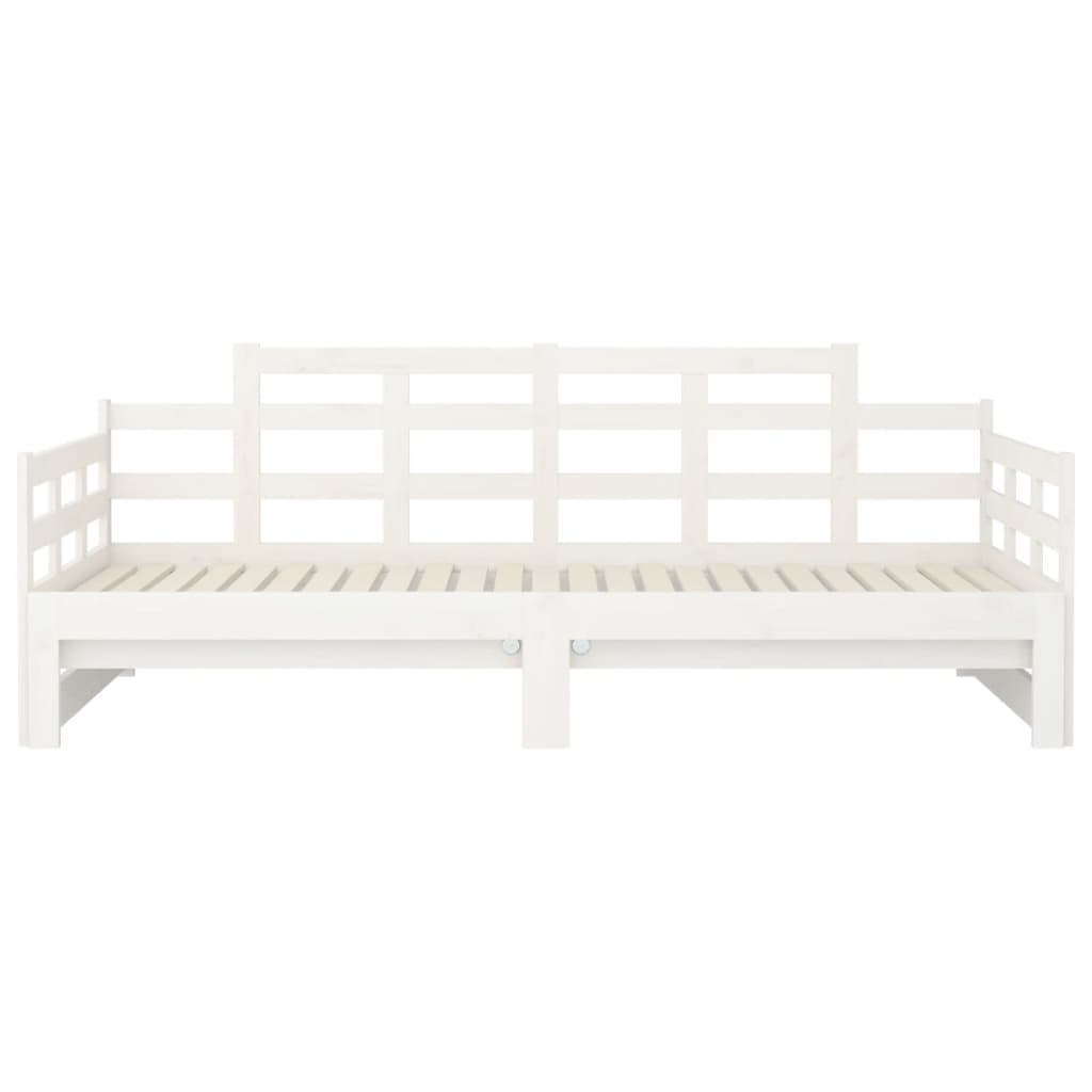 Pull-out Day Bed without Mattress White Solid Wood Pine 2x cm