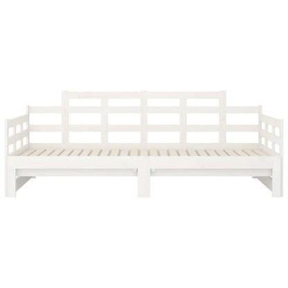 Pull-out Day Bed without Mattress White Solid Wood Pine 2x cm