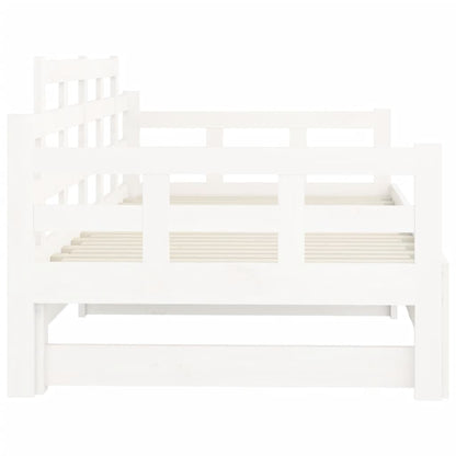Pull-out Day Bed without Mattress White Solid Wood Pine 2x cm
