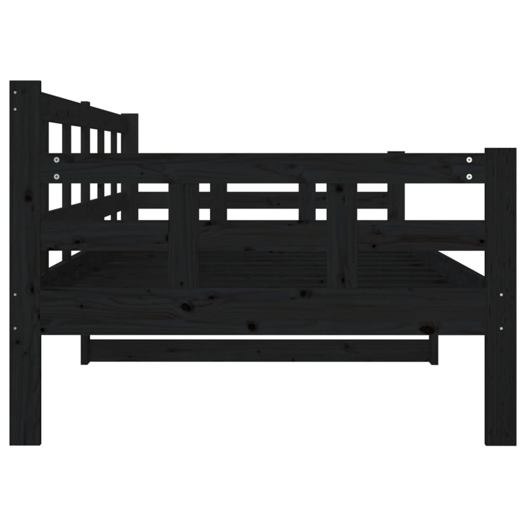 Day Bed | Black | Solid Pine Wood | Single |  Convertible