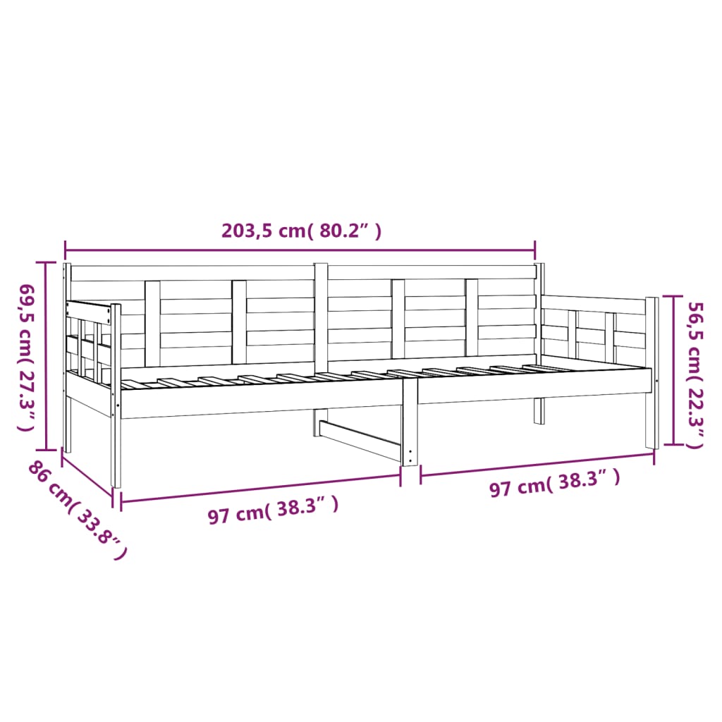 Day Bed | Natural Pine | Solid pinewood | 80x200 cm