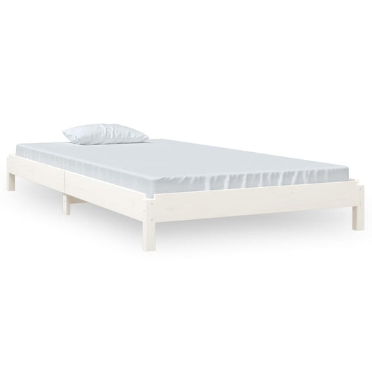 Stack Bed | White | Solid Pine Wood | Single | Stackable | Stack Bed