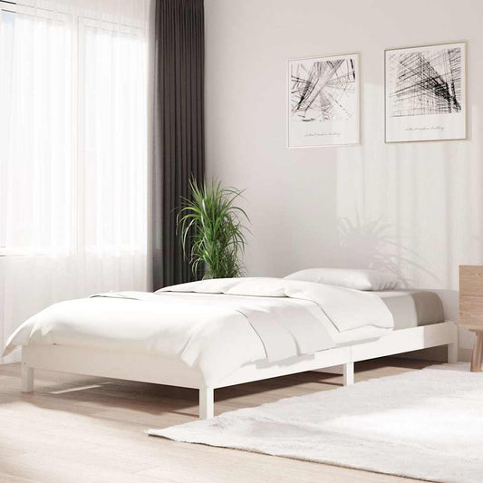 Stack Bed | White | Solid Pine Wood | Single | Stackable | Stack Bed