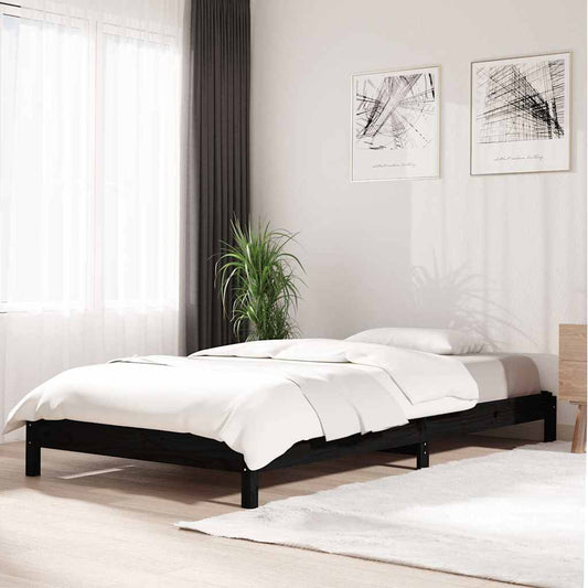 Stack Bed | Black | Solid pine wood | Single | Stackable | Stack Bed