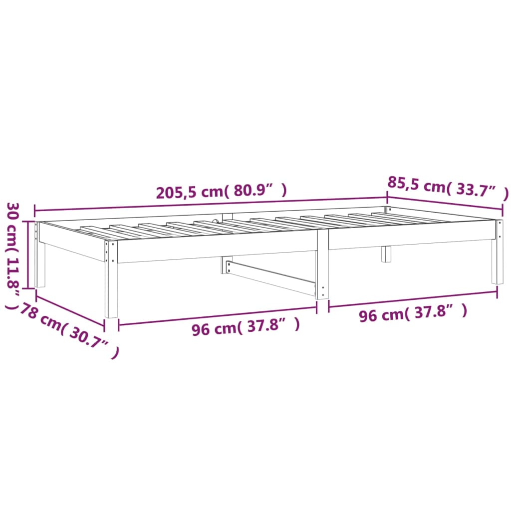 Day Bed | White | Solid Pine Wood | Small | Convertible