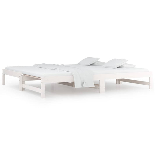 Day Bed | White | Solid pine wood | 80x200 cm | Pull-Out | Day Bed