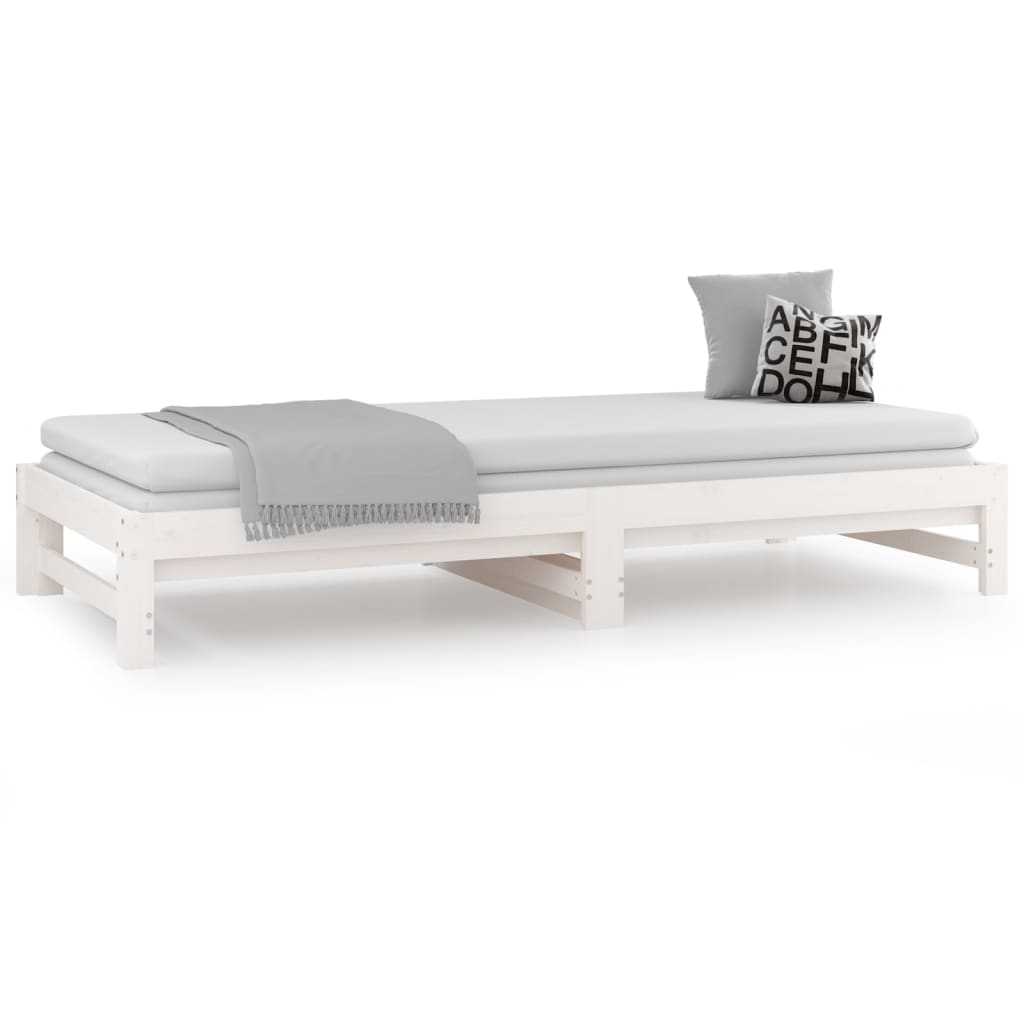 Day Bed | White | Solid pinewood | Double | Expandable | Day Bed