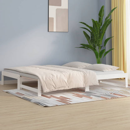 Day Bed | White | Solid pinewood | Double | Expandable | Day Bed