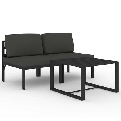 3 Piece Patio Lounge Set with Cushions Aluminum Anthracite