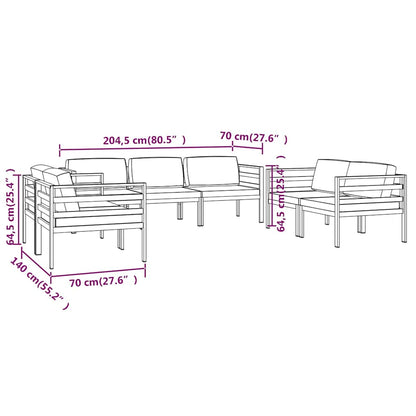 7 Piece Patio Lounge Set with Cushions Aluminum Anthracite