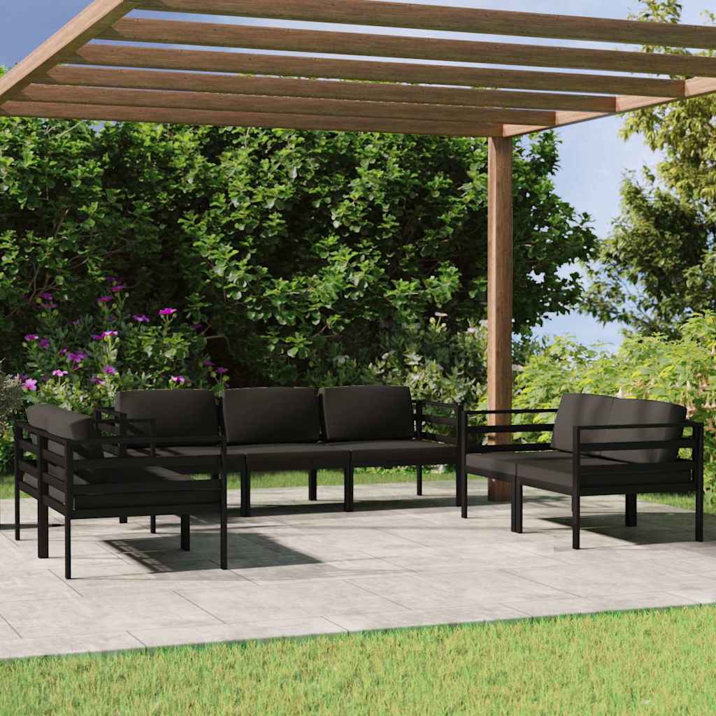 7 Piece Patio Lounge Set with Cushions Aluminum Anthracite