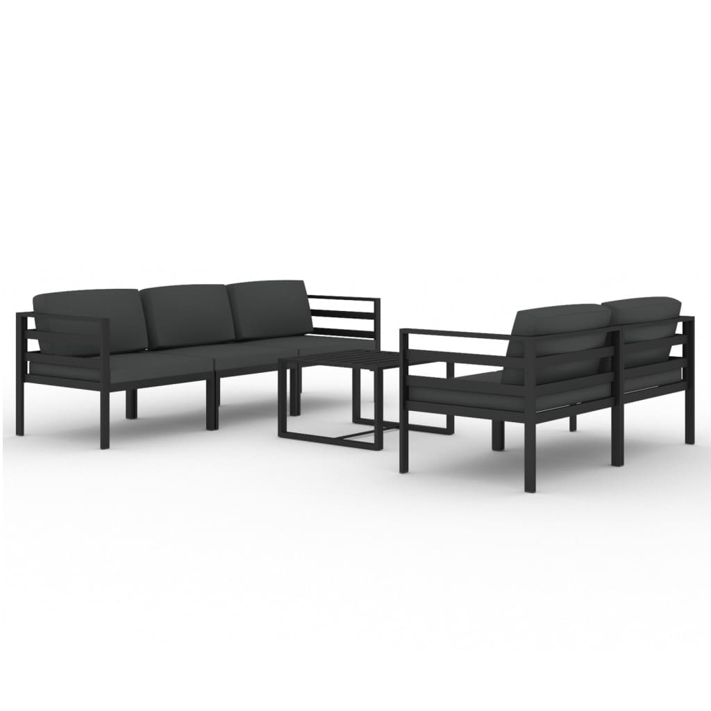 6 Piece Patio Lounge Set with Cushions Aluminum Anthracite