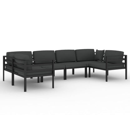6 Piece Patio Lounge Set with Cushions Aluminum Anthracite