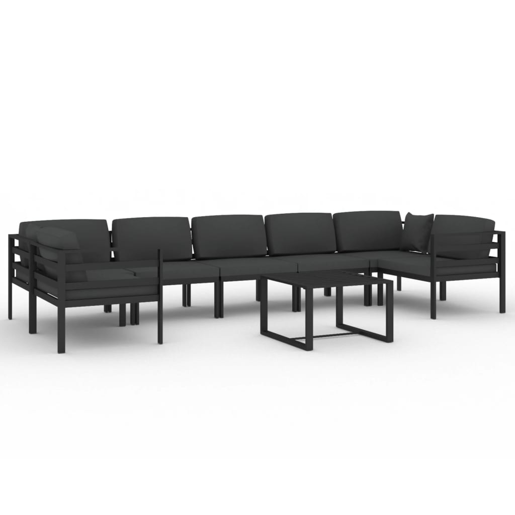 8 Piece Patio Lounge Set with Cushions Aluminum Anthracite