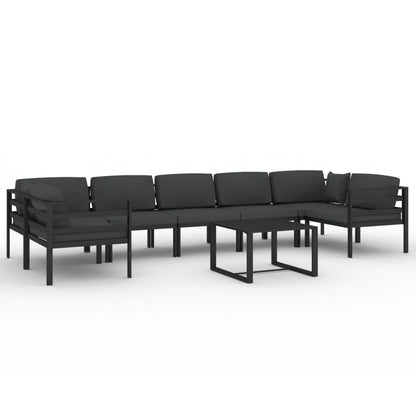 8 Piece Patio Lounge Set with Cushions Aluminum Anthracite