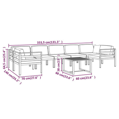 8 Piece Patio Lounge Set with Cushions Aluminum Anthracite