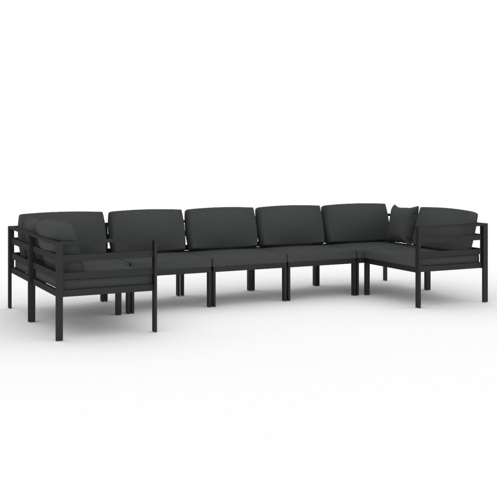 7 Piece Patio Lounge Set with Cushions Aluminum Anthracite