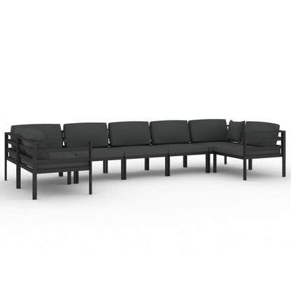 7 Piece Patio Lounge Set with Cushions Aluminum Anthracite