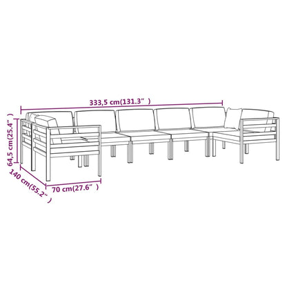 7 Piece Patio Lounge Set with Cushions Aluminum Anthracite