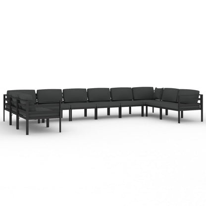 10 Piece Patio Lounge Set with Cushions Aluminum Anthracite
