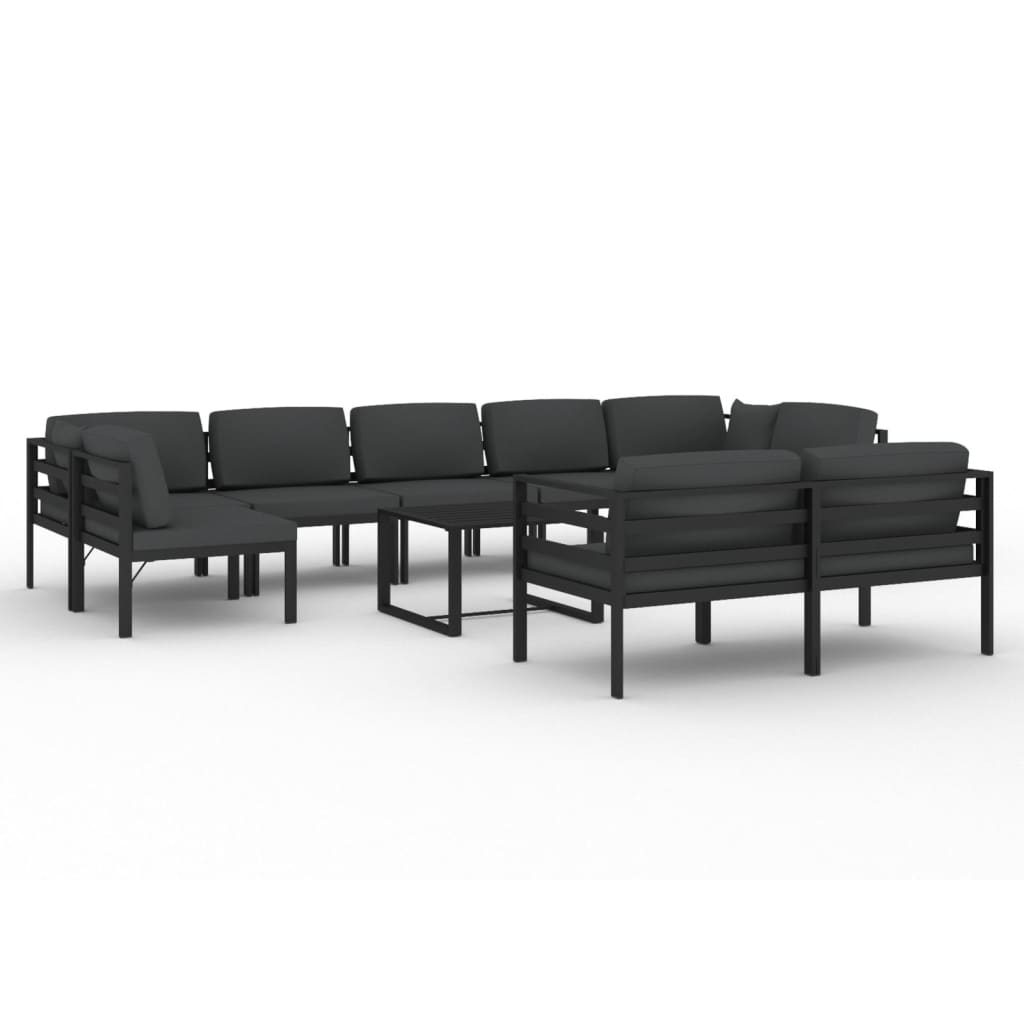 10 Piece Patio Lounge Set with Cushions Aluminum Anthracite