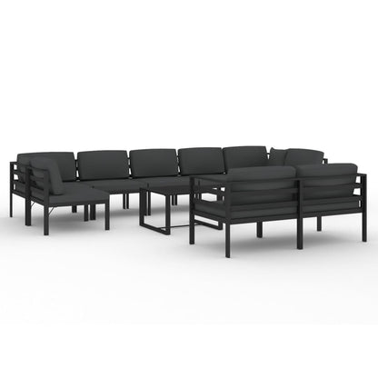 10 Piece Patio Lounge Set with Cushions Aluminum Anthracite