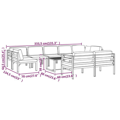 10 Piece Patio Lounge Set with Cushions Aluminum Anthracite