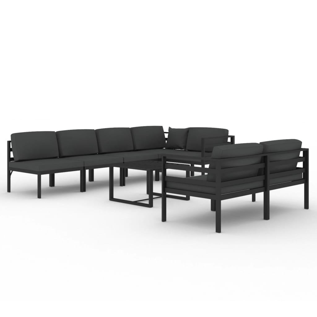 8 Piece Patio Lounge Set with Cushions Aluminum Anthracite