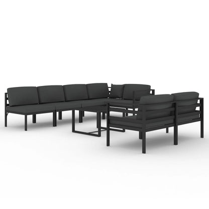 8 Piece Patio Lounge Set with Cushions Aluminum Anthracite