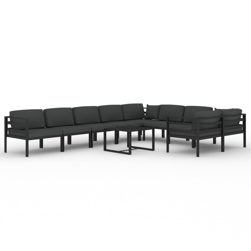 10 Piece Patio Lounge Set with Cushions Aluminum Anthracite