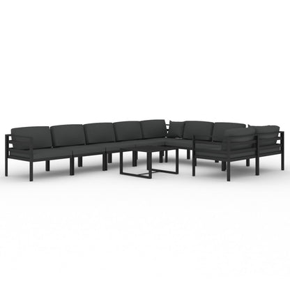 10 Piece Patio Lounge Set with Cushions Aluminum Anthracite