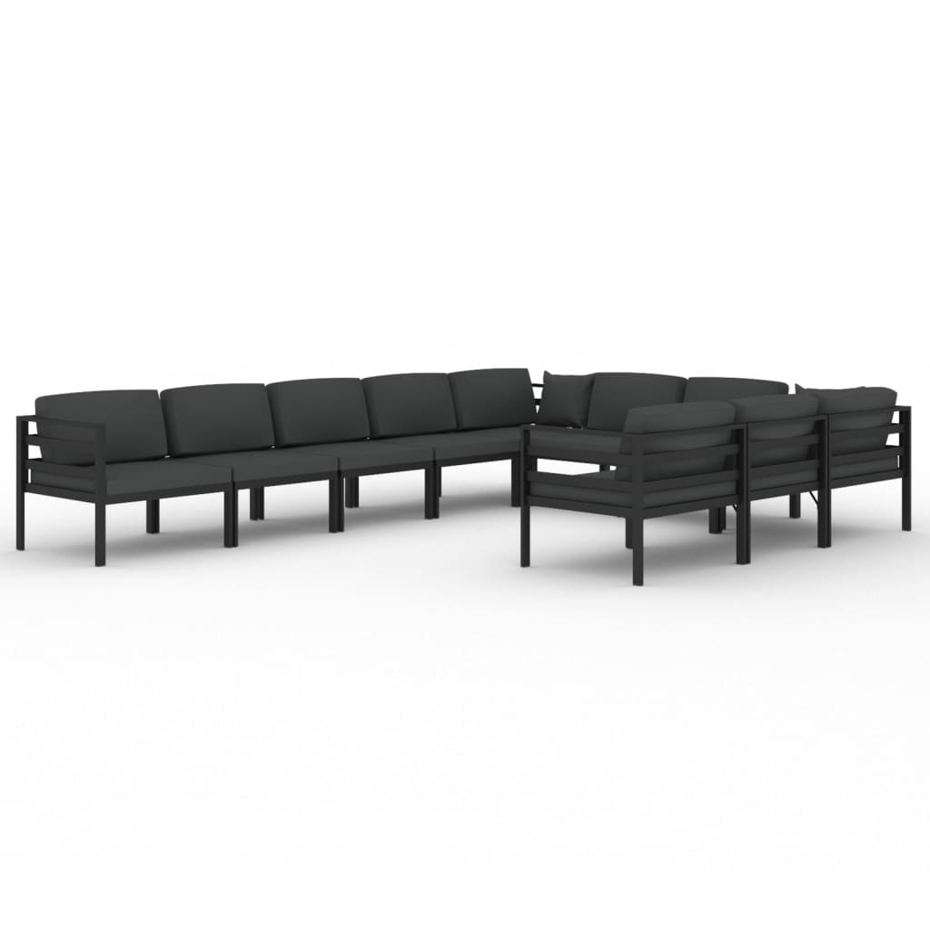 10 Piece Patio Lounge Set with Cushions Aluminum Anthracite