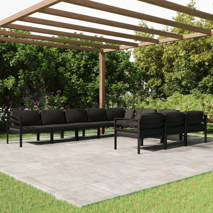 10 Piece Patio Lounge Set with Cushions Aluminum Anthracite