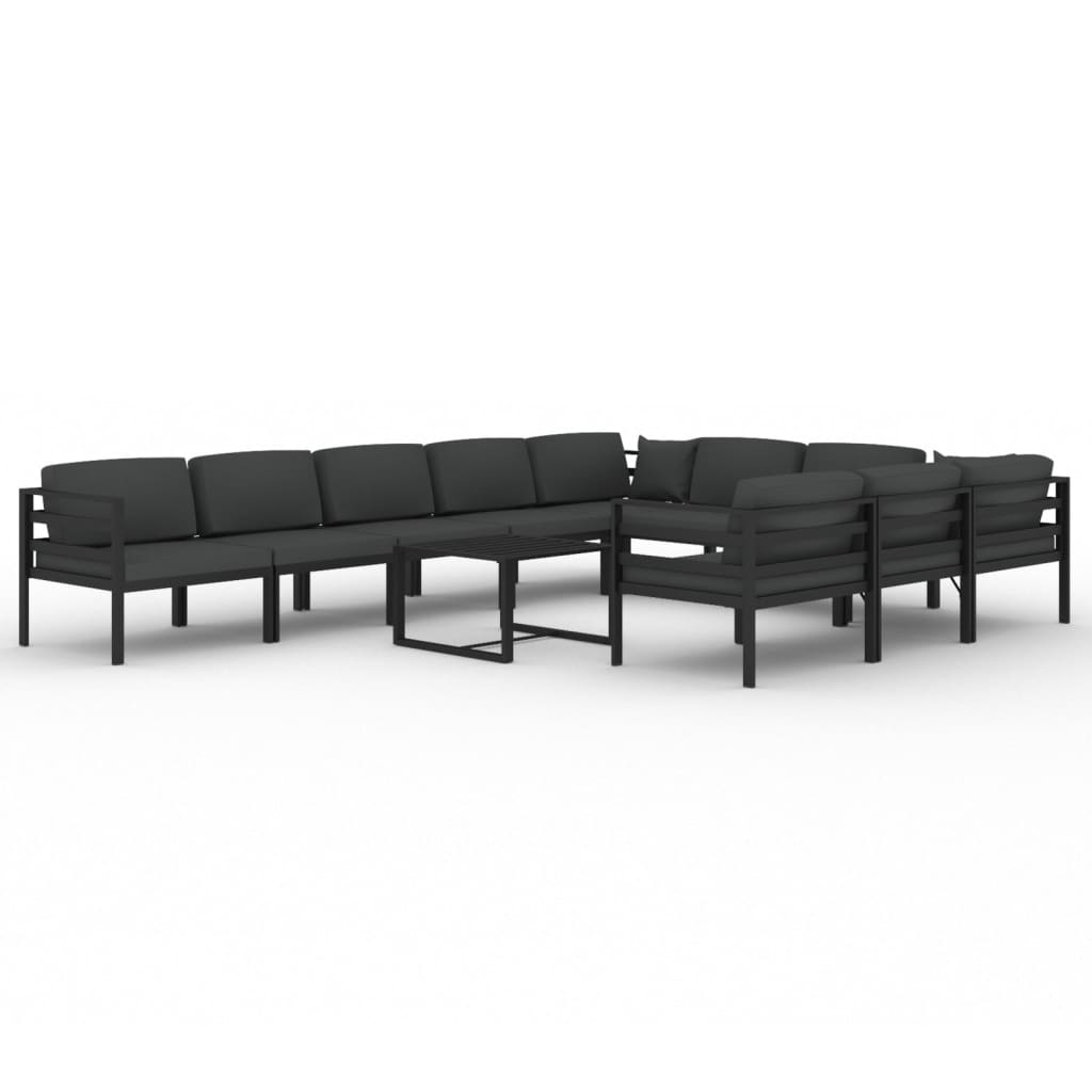 11 Piece Patio Lounge Set with Cushions Aluminum Anthracite
