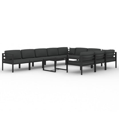 11 Piece Patio Lounge Set with Cushions Aluminum Anthracite