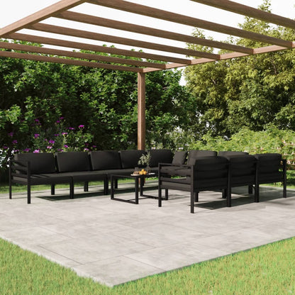 11 Piece Patio Lounge Set with Cushions Aluminum Anthracite