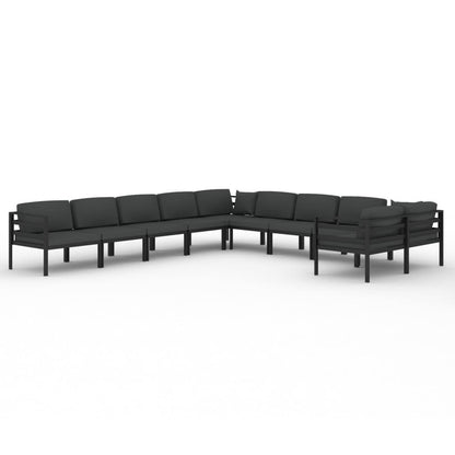 10 Piece Patio Lounge Set with Cushions Aluminum Anthracite
