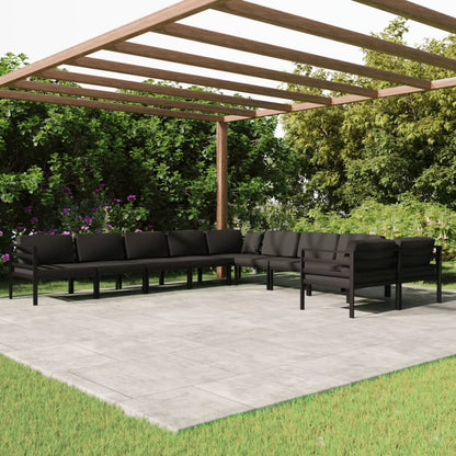 10 Piece Patio Lounge Set with Cushions Aluminum Anthracite