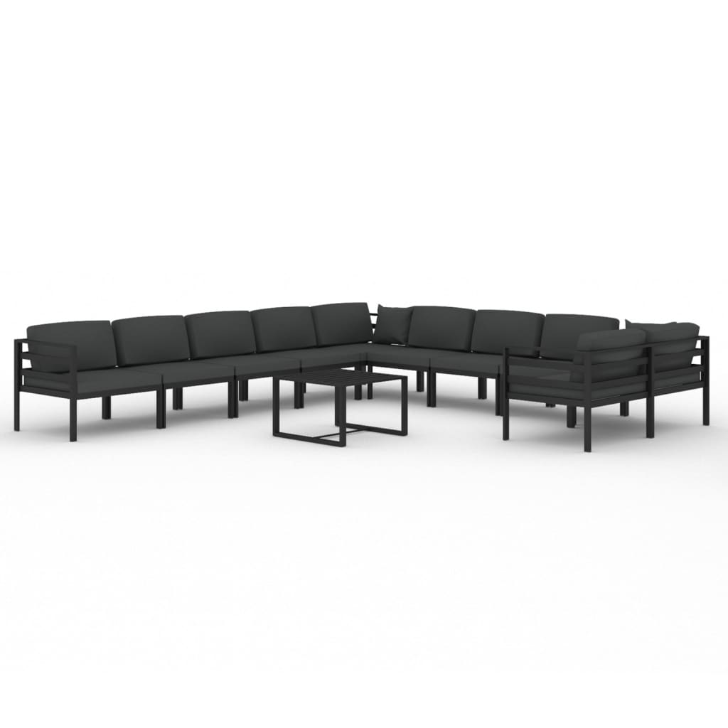 11 Piece Patio Lounge Set with Cushions Aluminum Anthracite