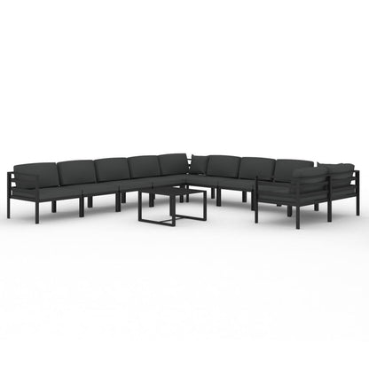 11 Piece Patio Lounge Set with Cushions Aluminum Anthracite