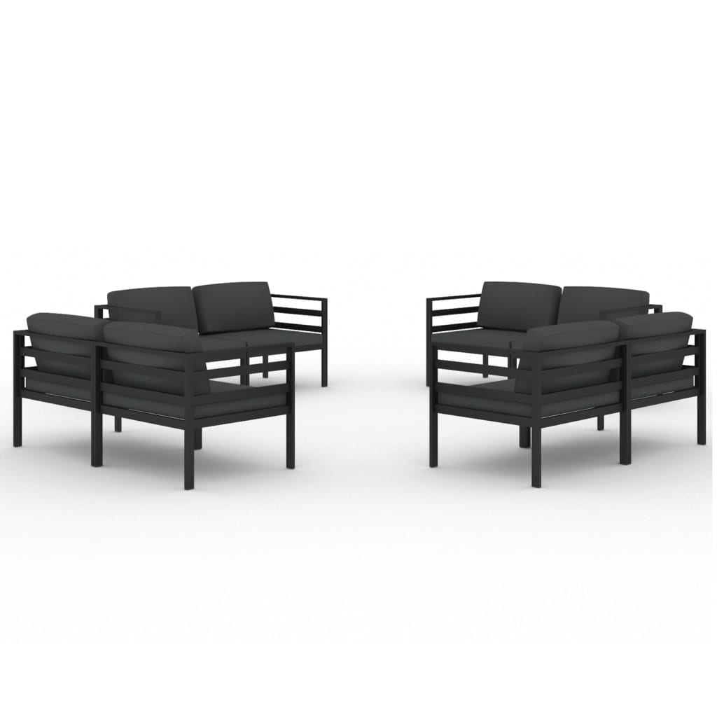8 Piece Patio Lounge Set with Cushions Aluminum Anthracite