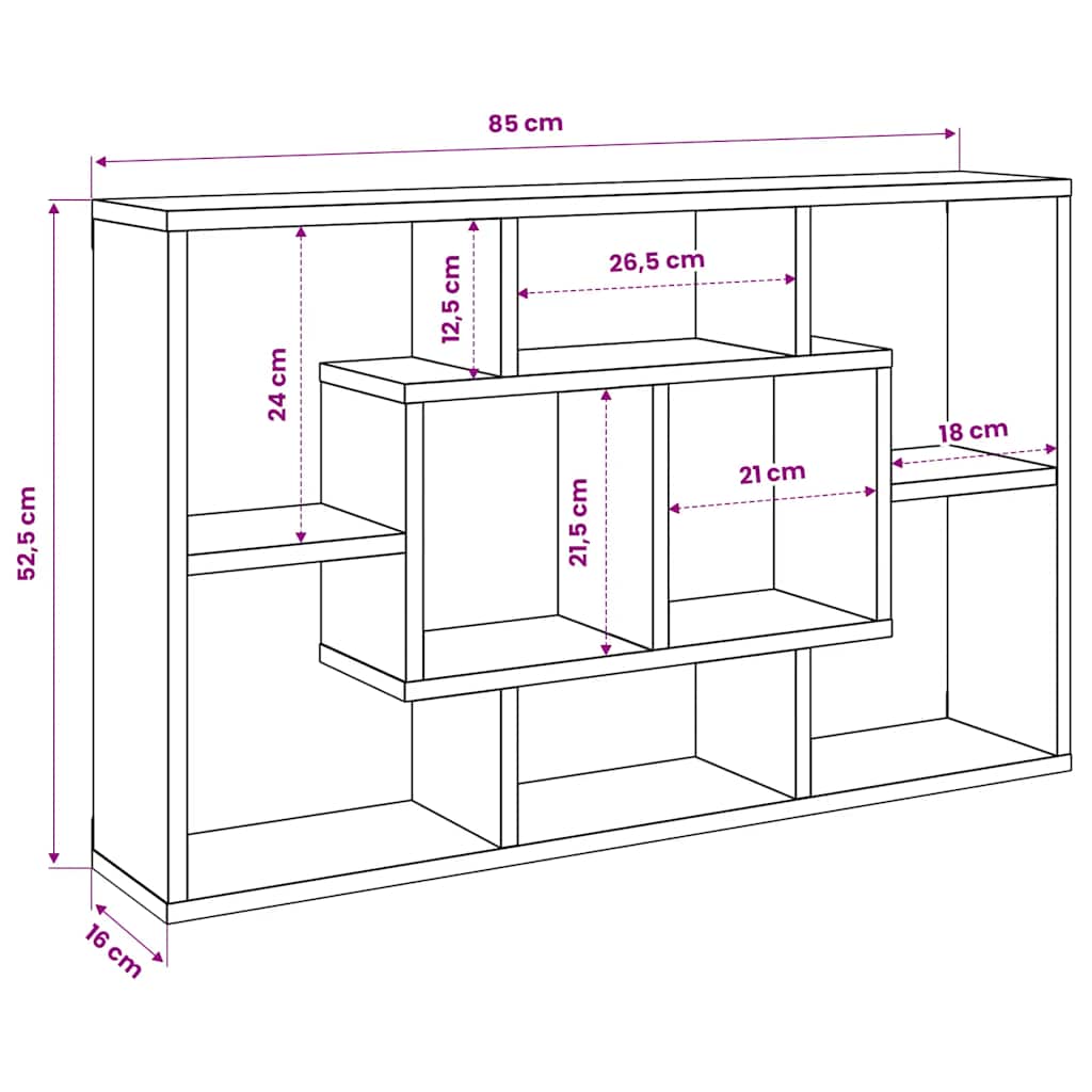 Wall Shelf White 85x16x52.5 cm Engineered Wood