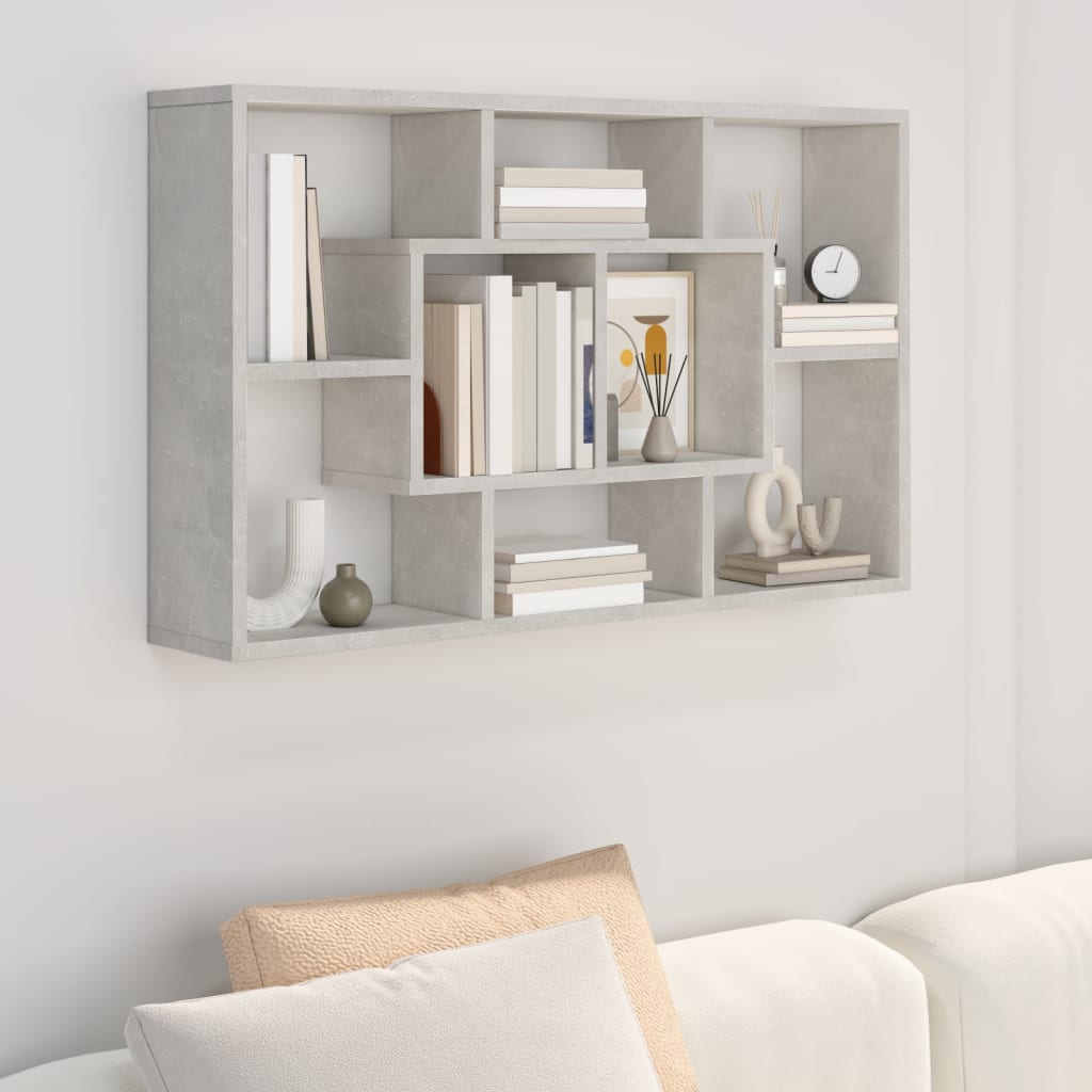 Wall Shelf Concrete Grey 85x16x52.5 cm Engineered Wood