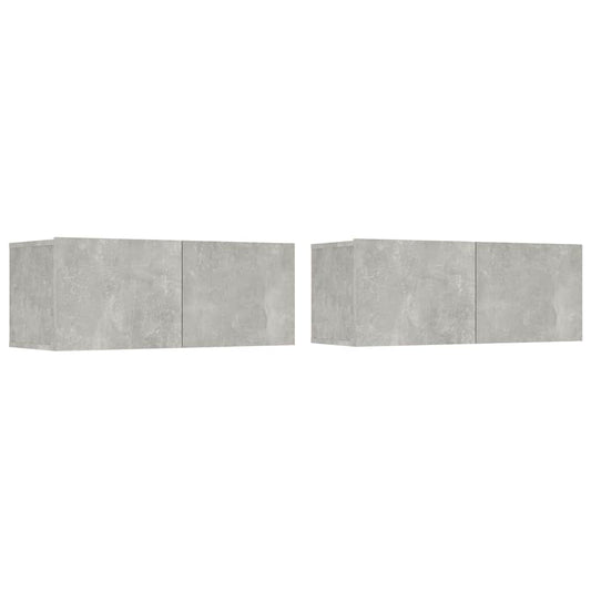 2 Piece TV Cabinet Set Concrete Grey 80x30x30 cm Engineered Wood