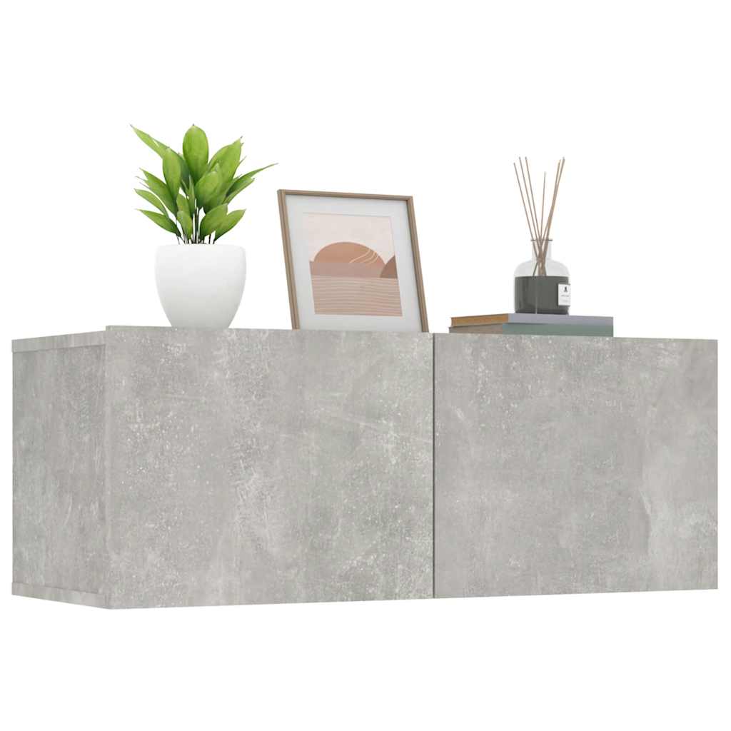 2 Piece TV Cabinet Set Concrete Grey 80x30x30 cm Engineered Wood