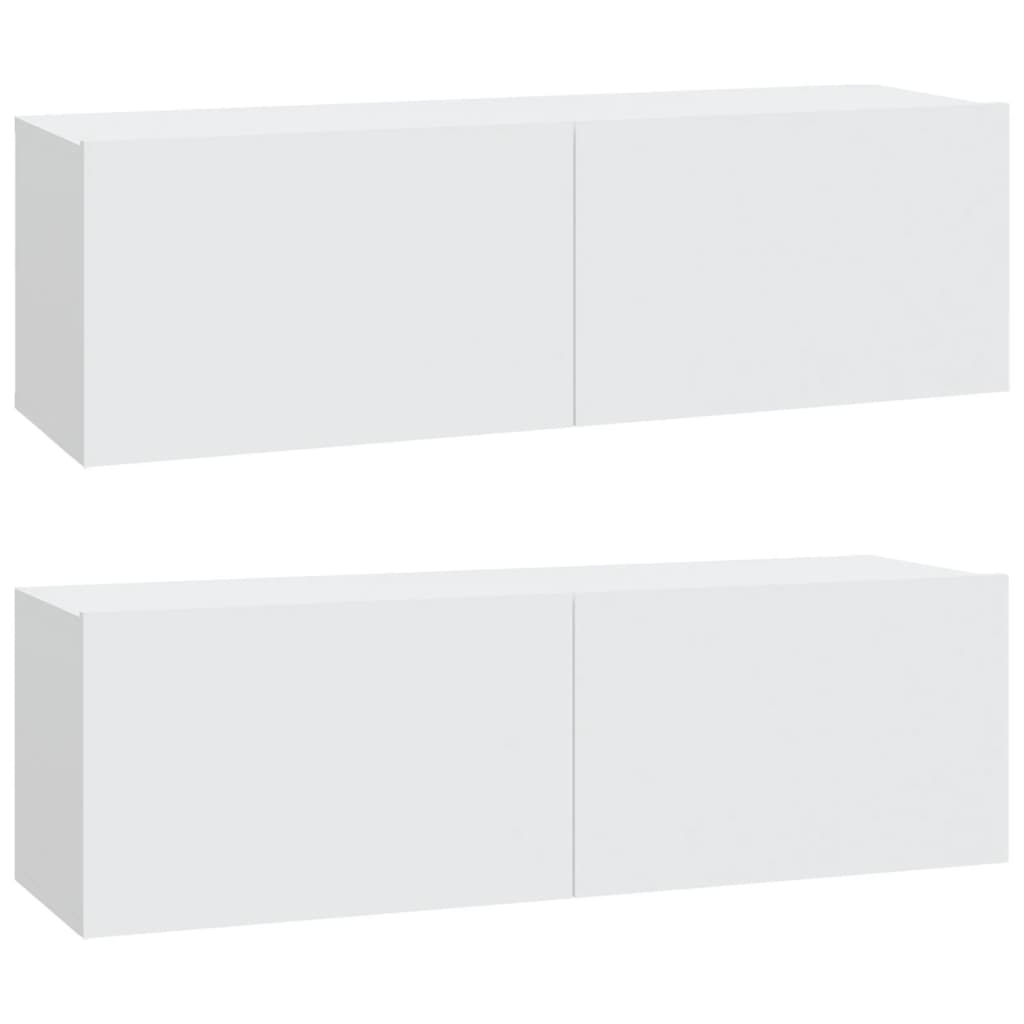 Wall TV Cabinets 2 pcs White 100x30x30 cm Engineered Wood