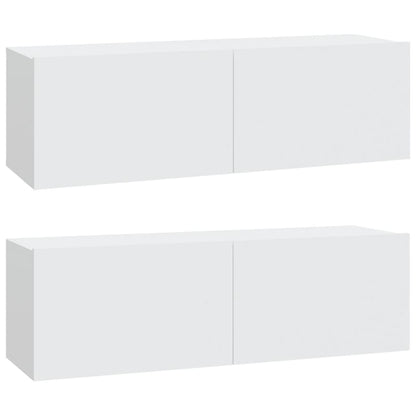 Wall TV Cabinets 2 pcs White 100x30x30 cm Engineered Wood