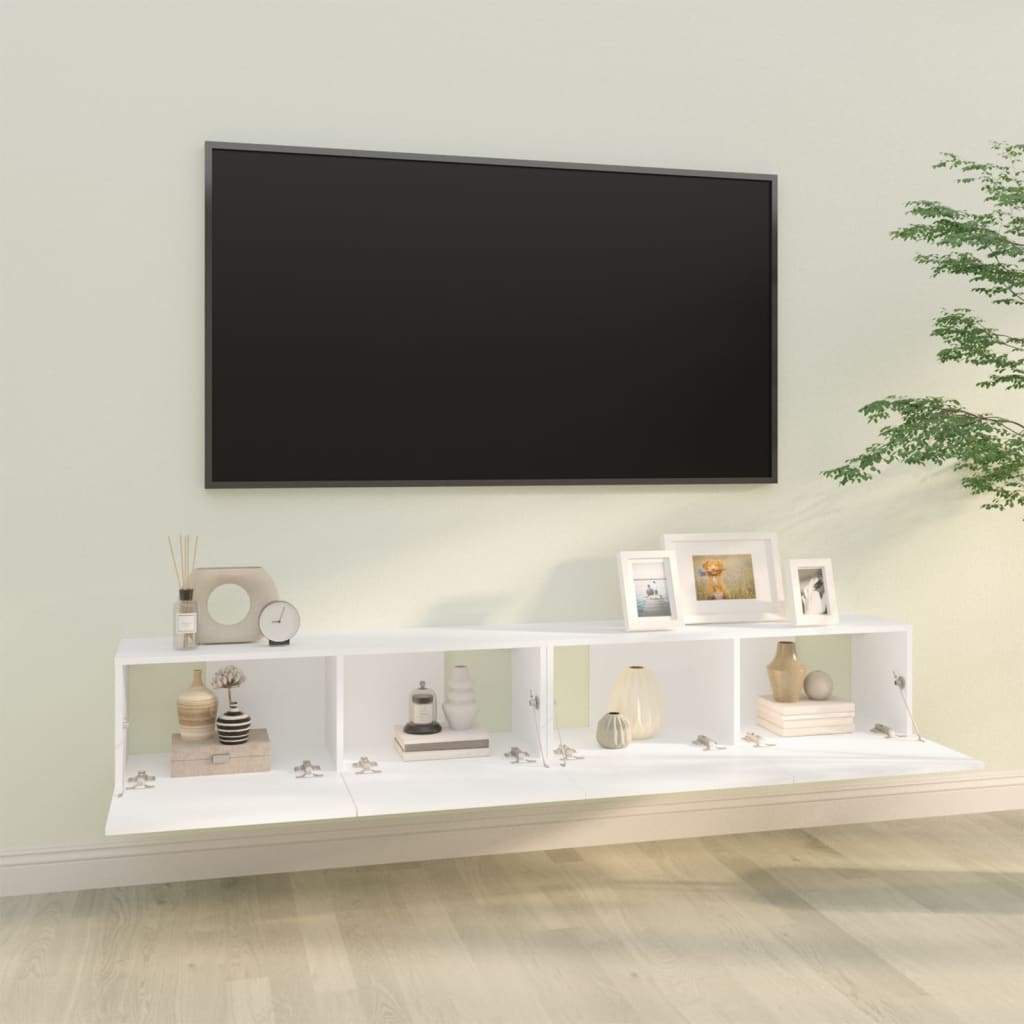 Wall TV Cabinets 2 pcs White 100x30x30 cm Engineered Wood