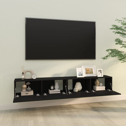 Wall TV Cabinets 2 pcs Black 100x30x30 cm Engineered Wood